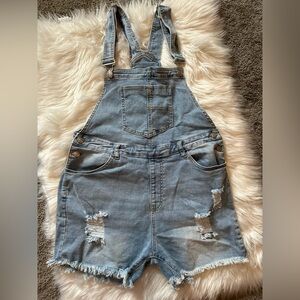 NWT American Bazi Blue Denim Short Overalls